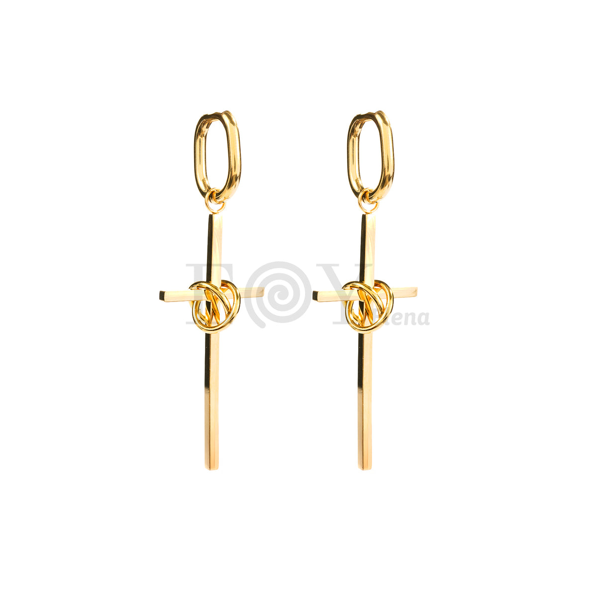Pendientes aro con cruz acero