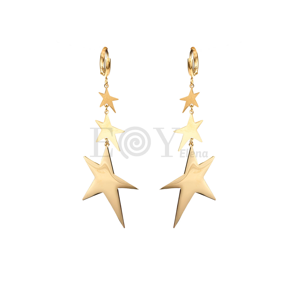 Pendientes aro triple estrella acero