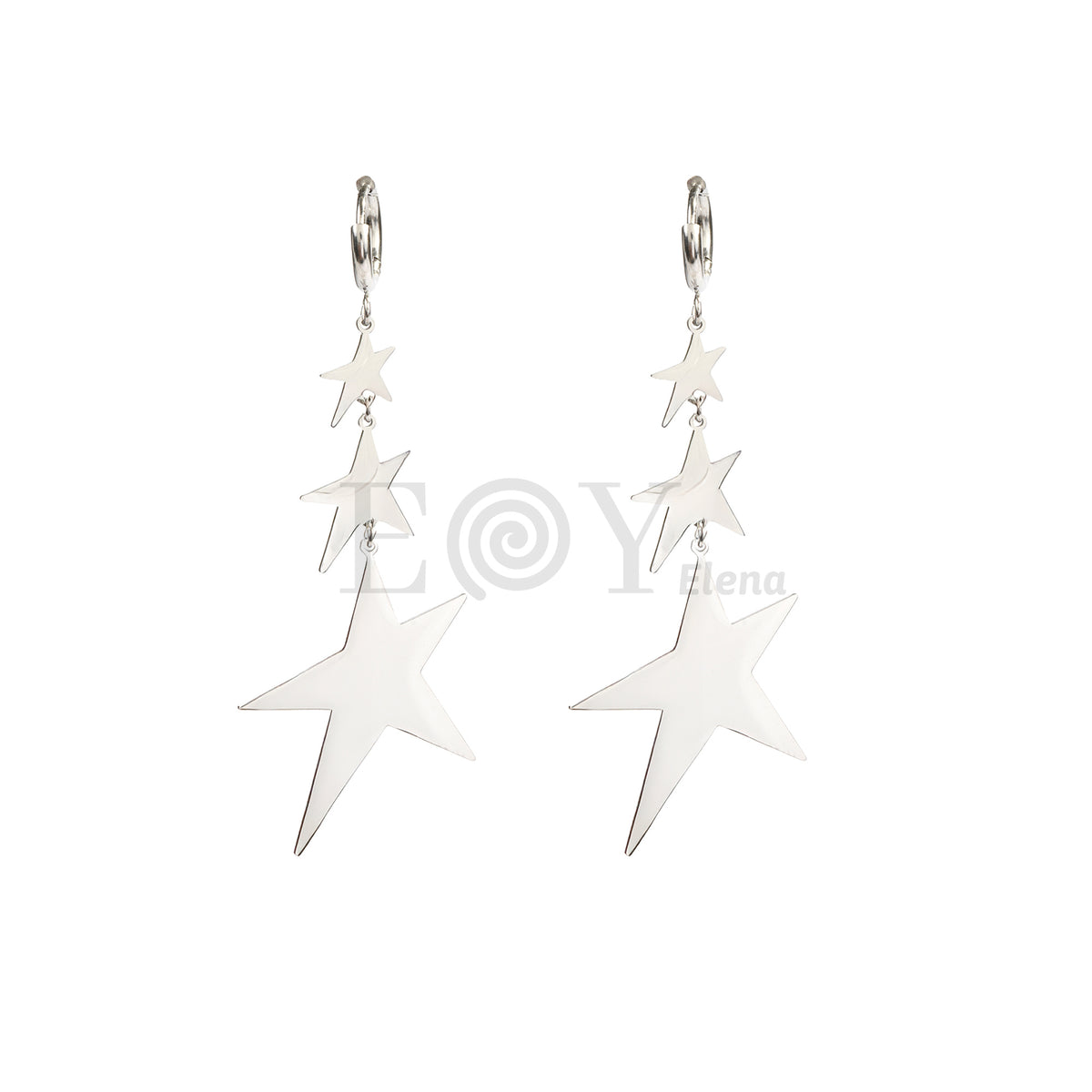 Pendientes aro triple estrella acero