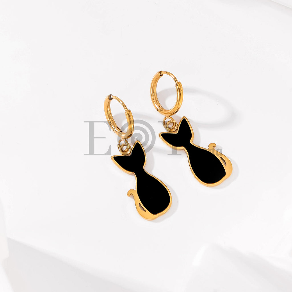 Pendientes de aro con gato