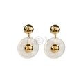 Pendientes con detalle redondo blanco acero