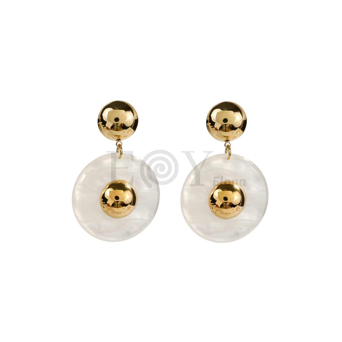 Pendientes con detalle redondo blanco acero