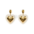 Pendientes corazón detalle blanco acero