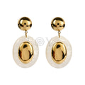 Pendientes detalle ovalado blanco acero