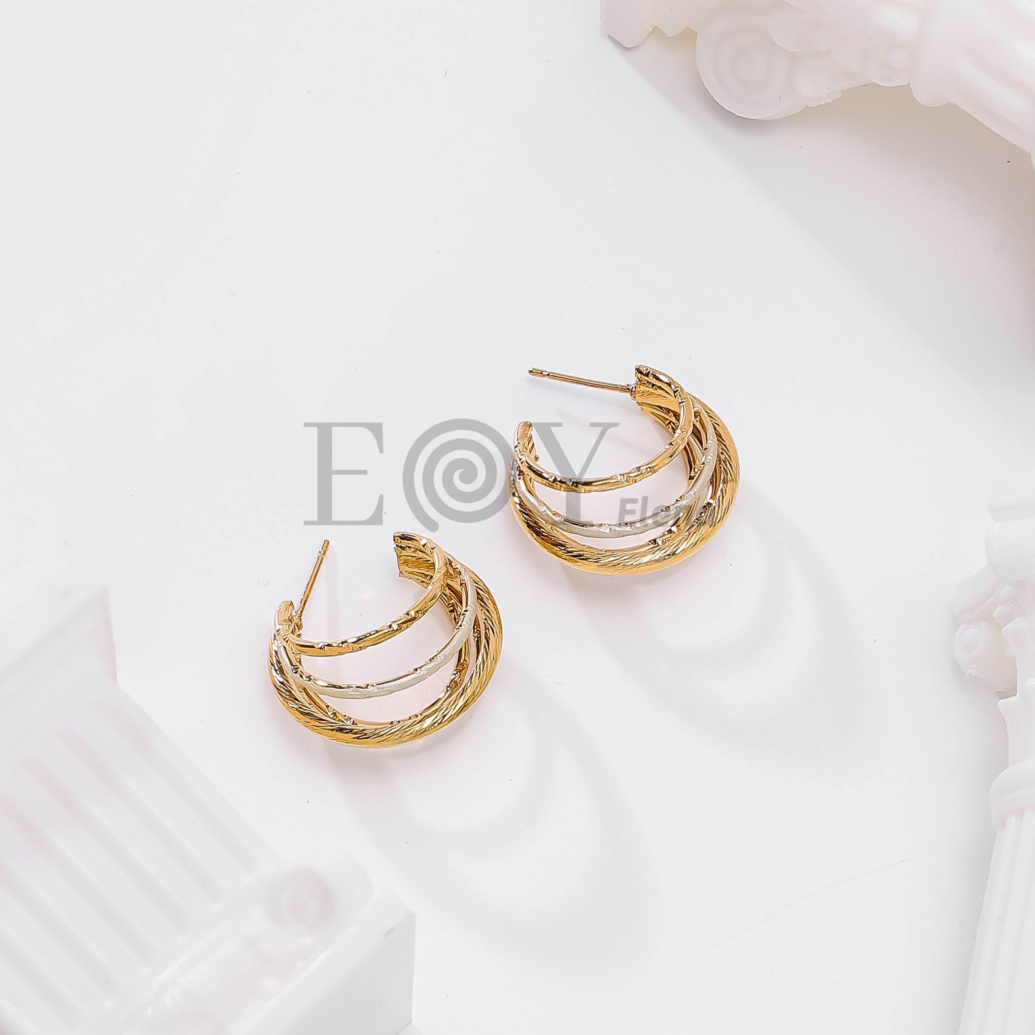 Pendientes triple aro color