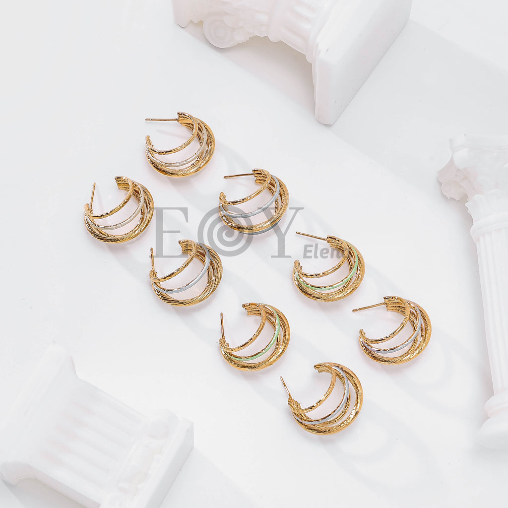 Pendientes triple aro color