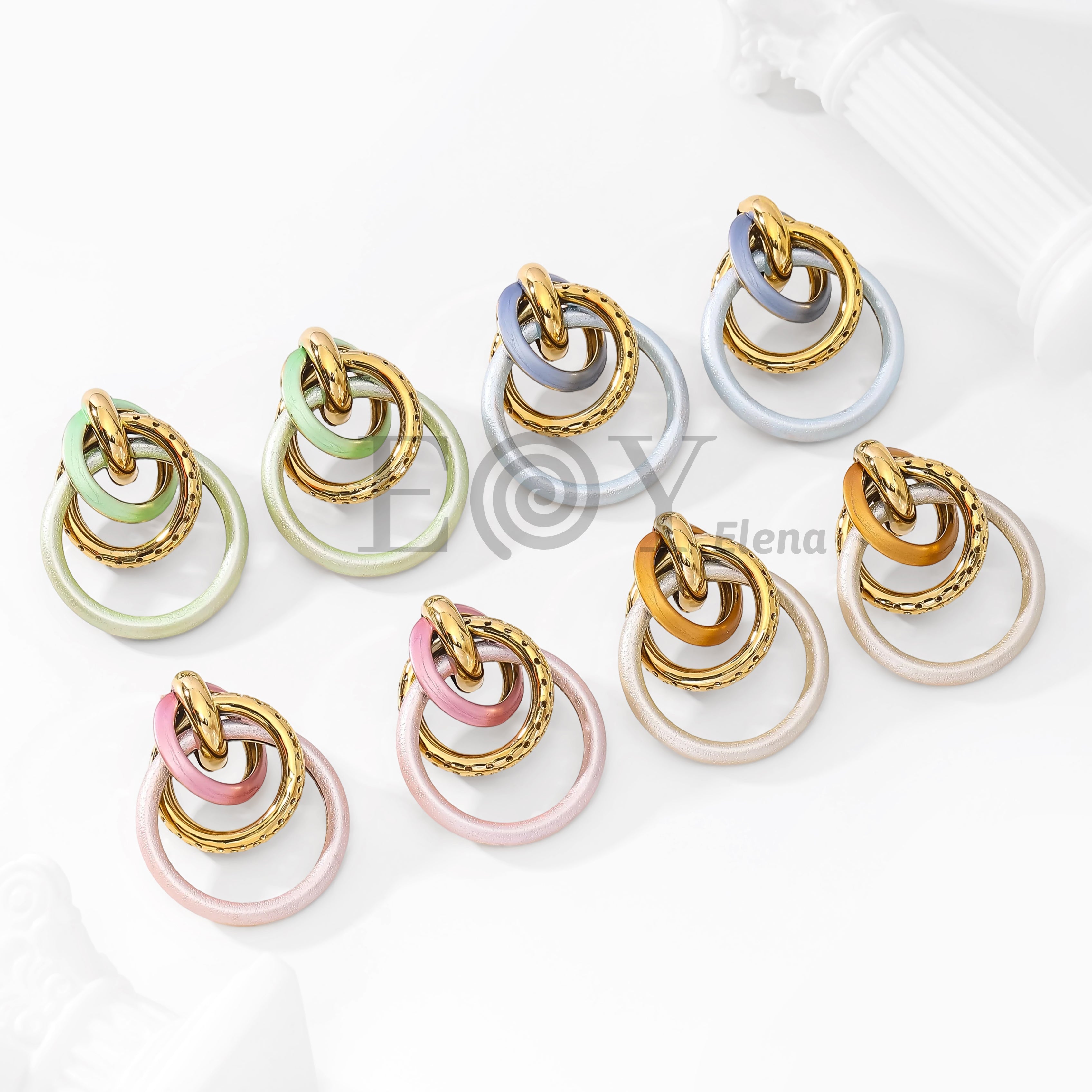 Pendientes Aros Entrelazados Multicolor