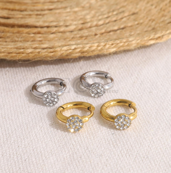 Pendientes de aro con chapa circonitas