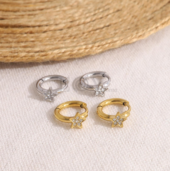 Pendientes aro con estrella con