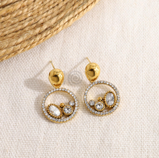 Pendientes aro circonitas y piedras