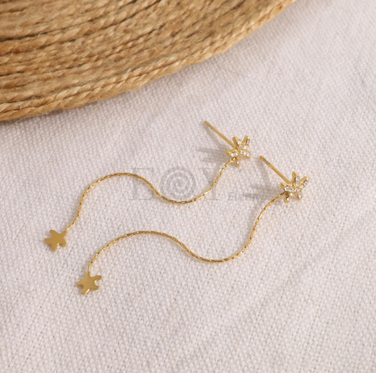 Pendientes estrella de mar circonitas y cadena