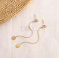 Pendientes largos circonita con chapa
