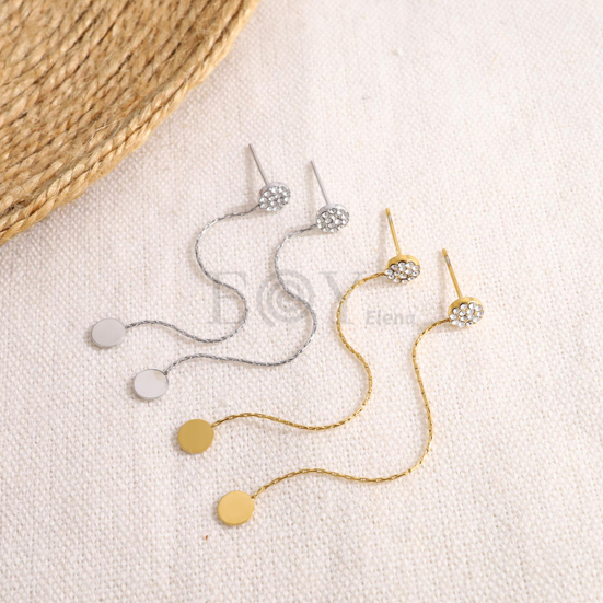 Pendientes largos circonita con chapa