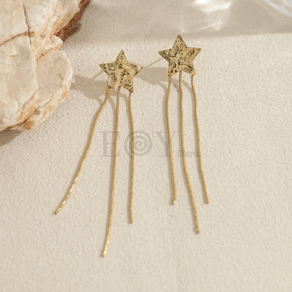 Pendientes largos estrella con cadenas