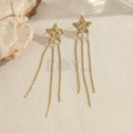 Pendientes largos estrella con cadenas