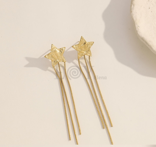 Pendientes largos estrella con cadenas