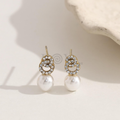 Pendientes doble aro circonitas y perla
