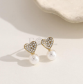 Pendientes corazón circonita y perla