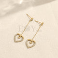 Pendientes largos con corazón y cadena