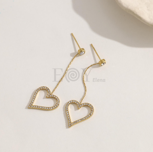 Pendientes circonita con corazón