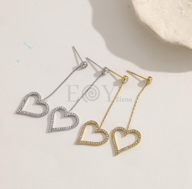 Pendientes circonita con corazón