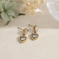 Pendientes corazón con piedra de color