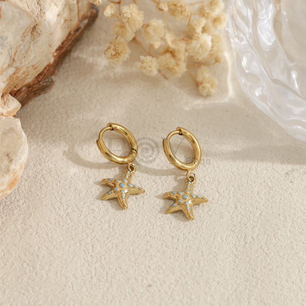 Pendientes de aro con colgante de estrella de mar