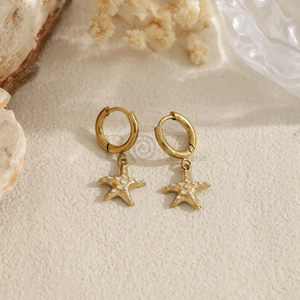 Pendientes de aro con colgante de estrella de mar