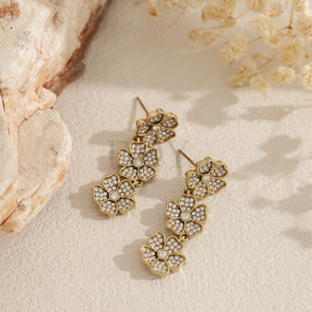 Pendientes tres flores con circonitas