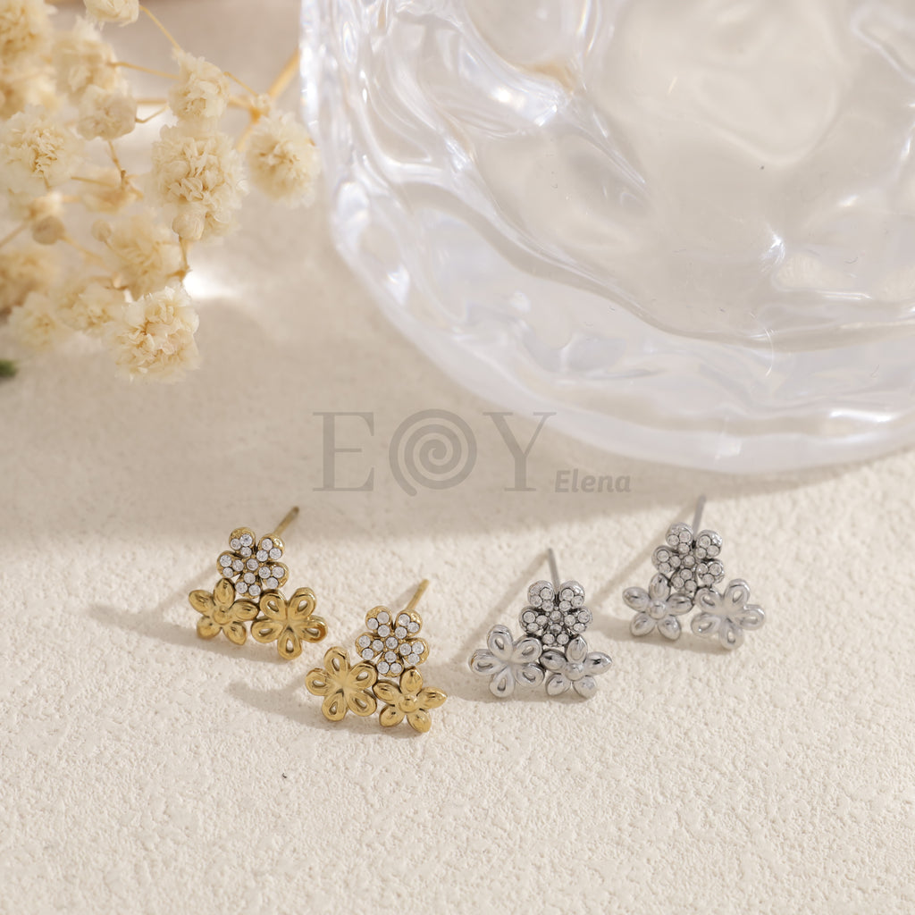 Pendientes flores con circonitas