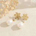 Pendientes flor con perla colgante