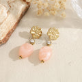 Pendientes flor con piedra ovalada pastel