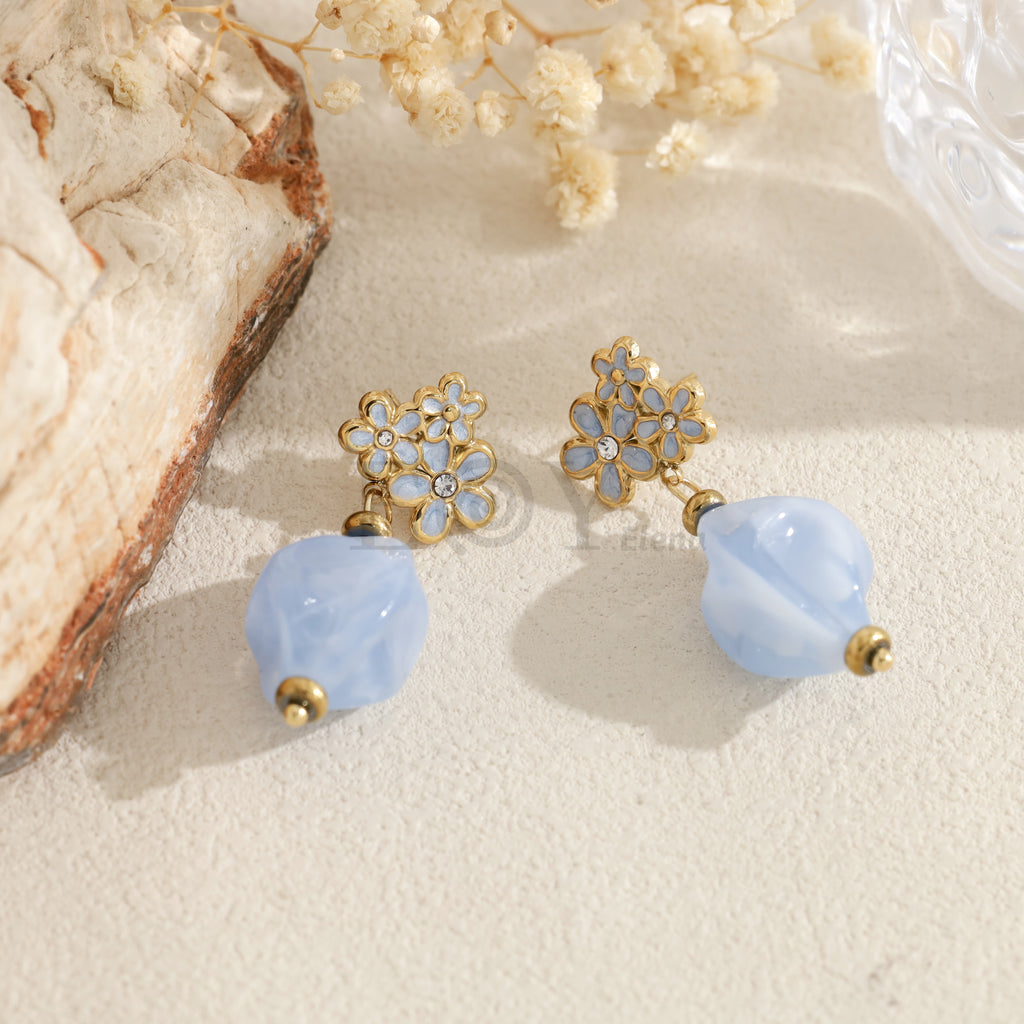 Pendientes flor con pieza ovalada
