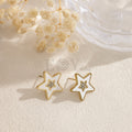 Pendientes estrella blanca dorada