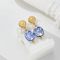 Pendientes chapa con piedra flores azules