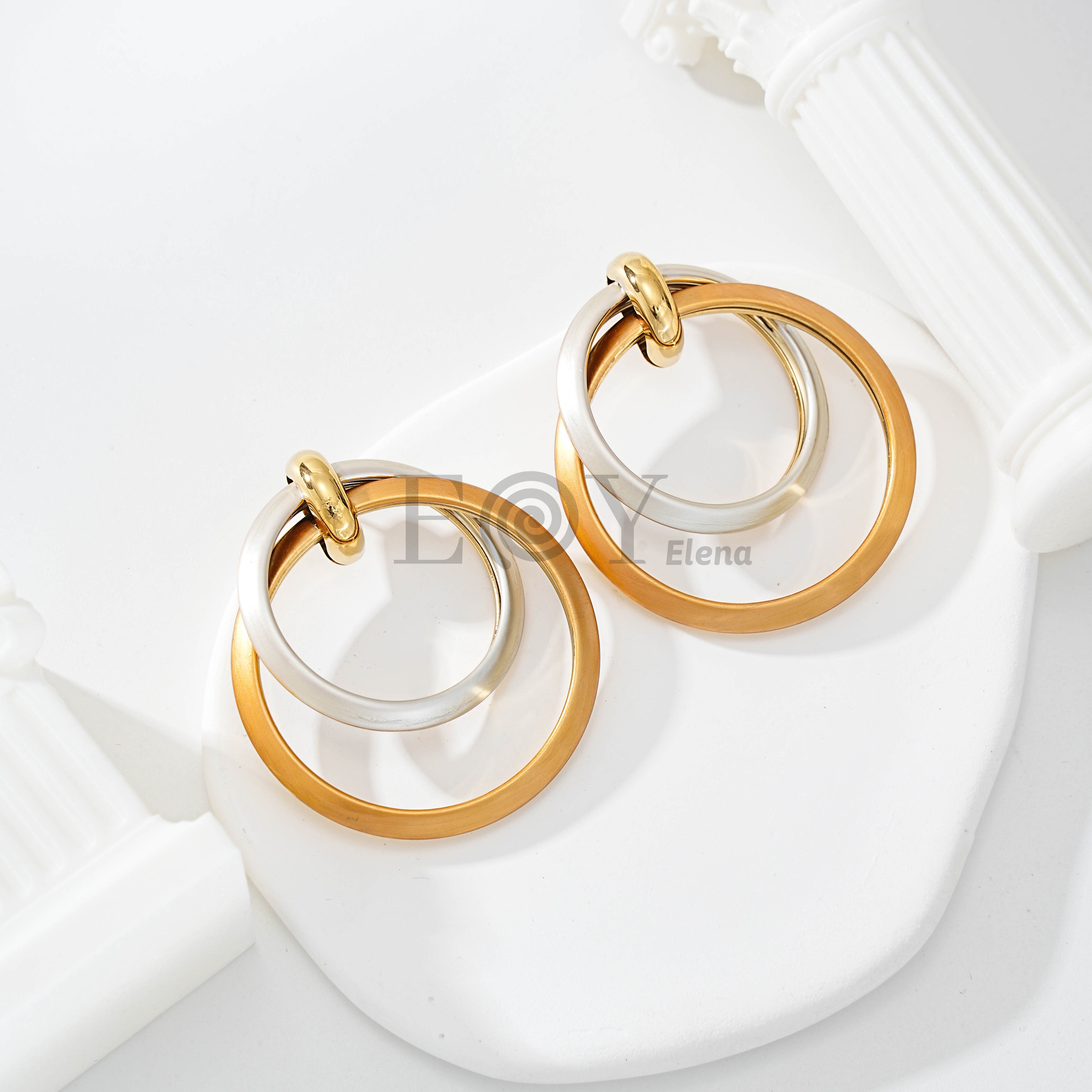 Pendientes Doble Aro Bicolor