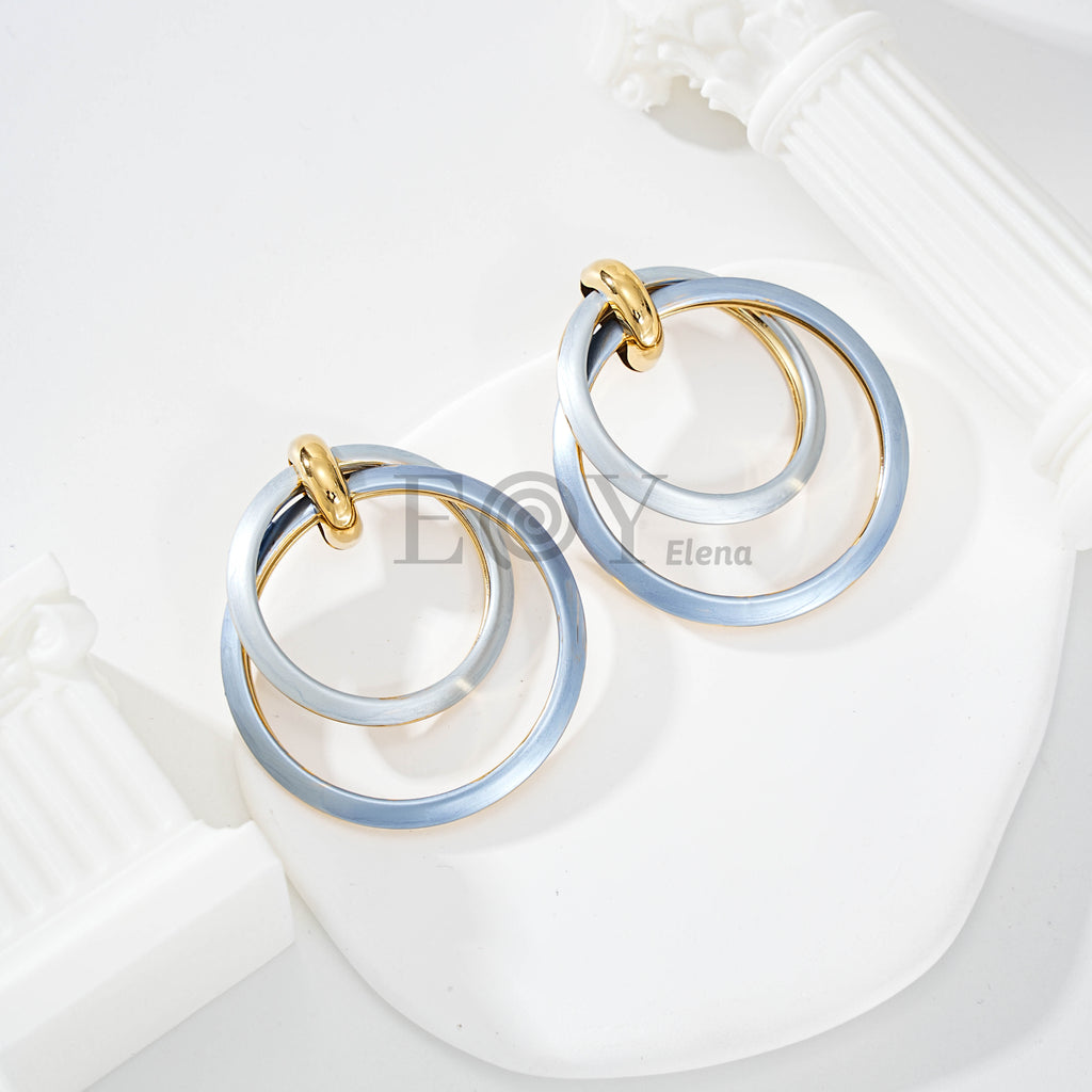 Pendientes Doble Aro Bicolor