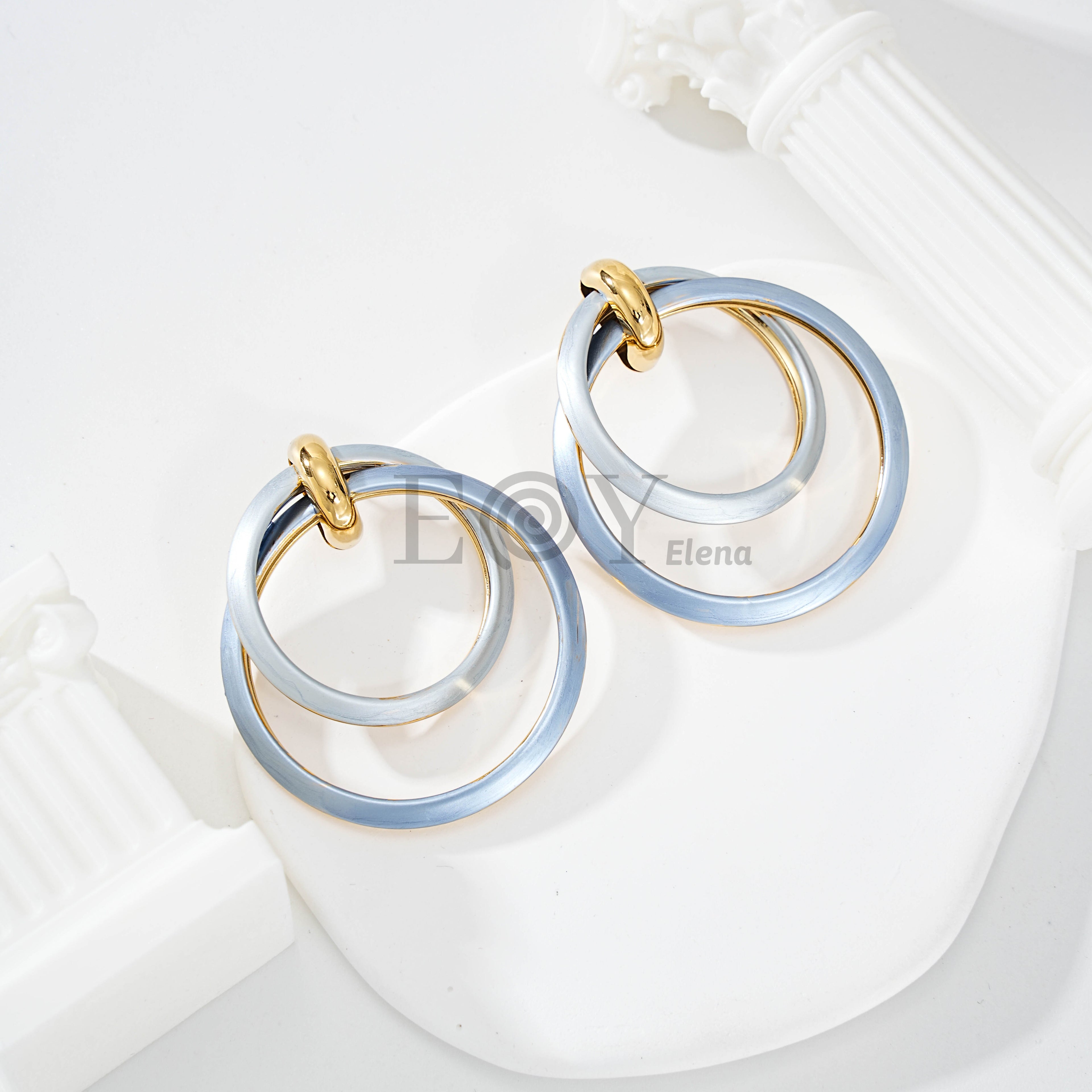 Pendientes Doble Aro Bicolor