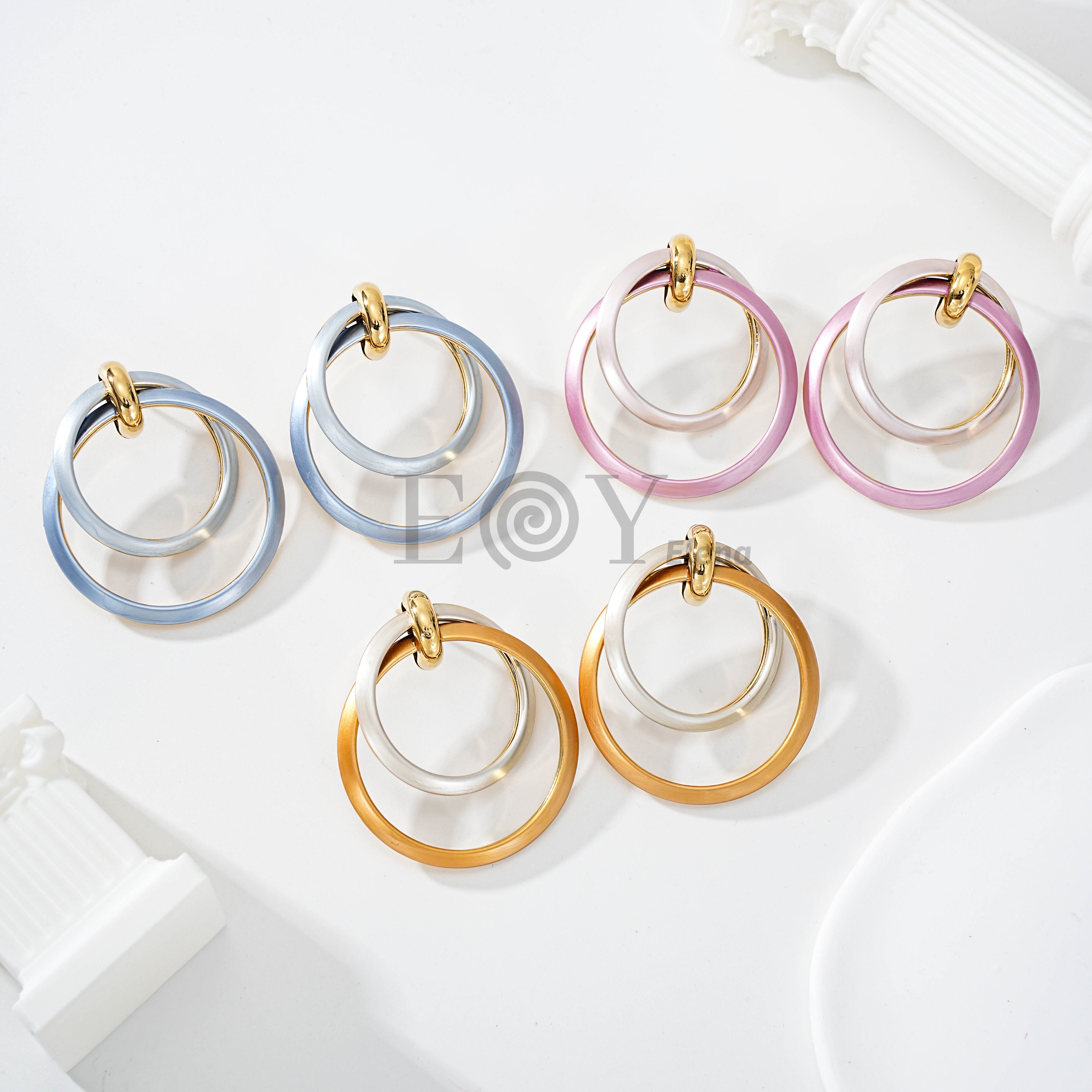 Pendientes Doble Aro Bicolor