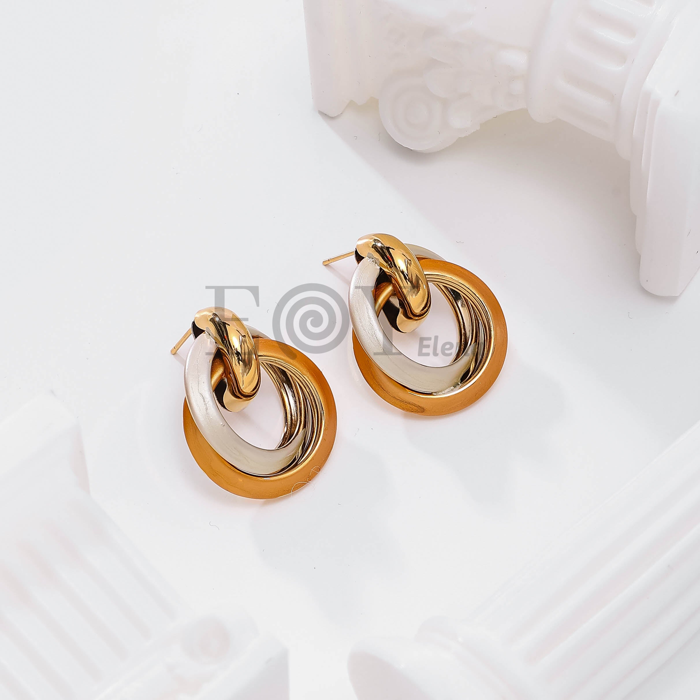 Pendientes triple aro color