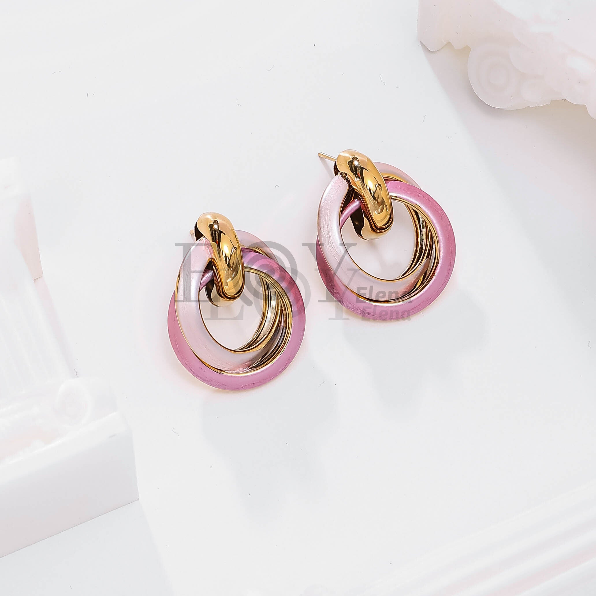 Pendientes triple aro color