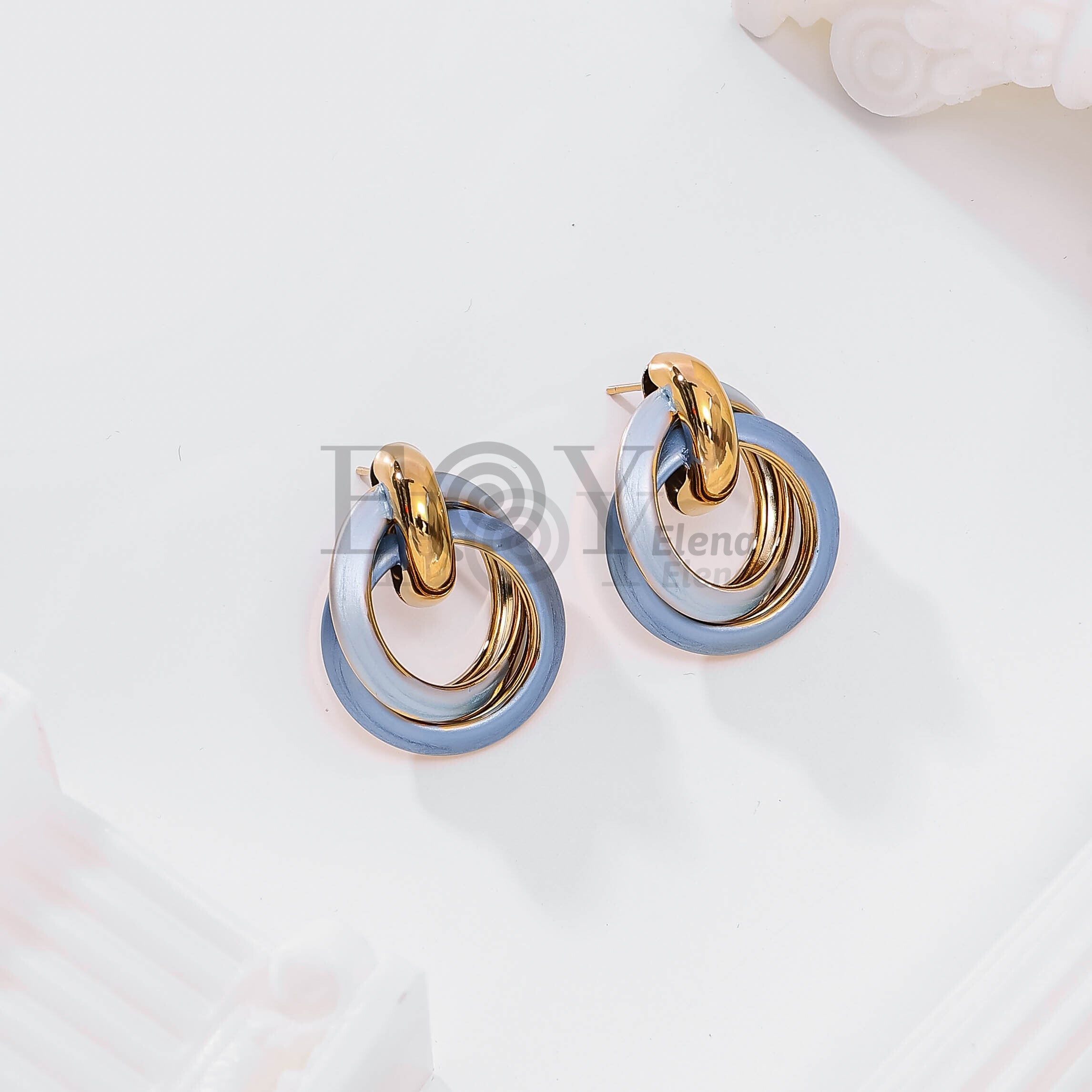 Pendientes triple aro color