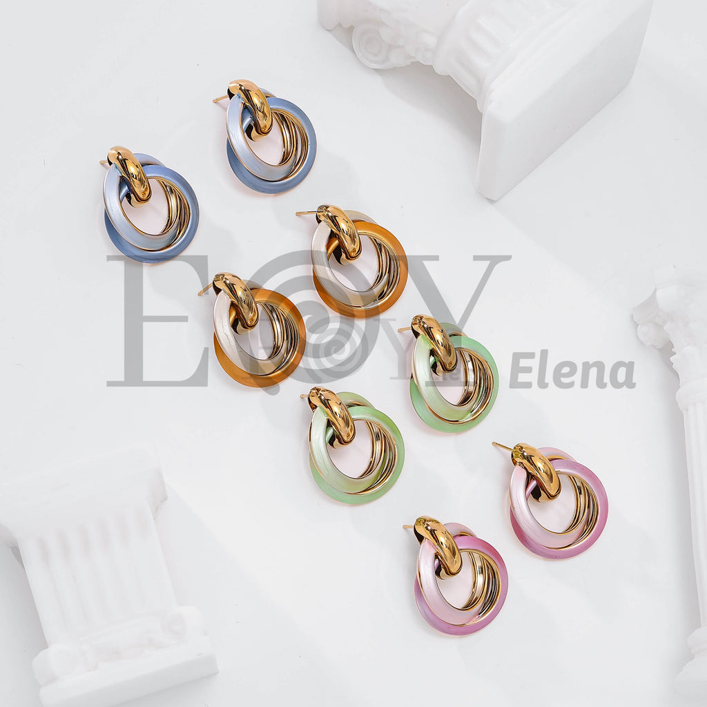 Pendientes triple aro color
