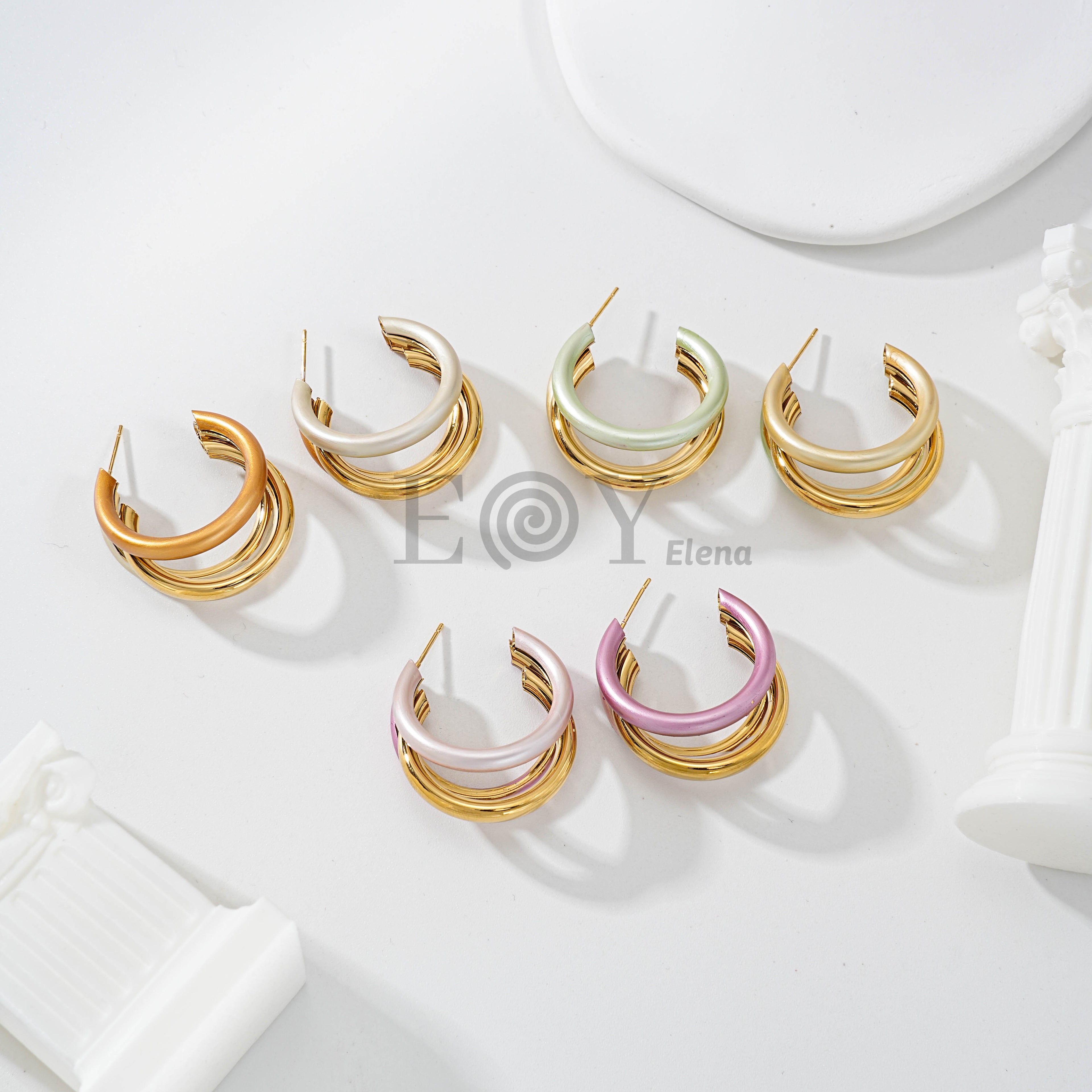 Pendientes Aro Doble Esmaltado