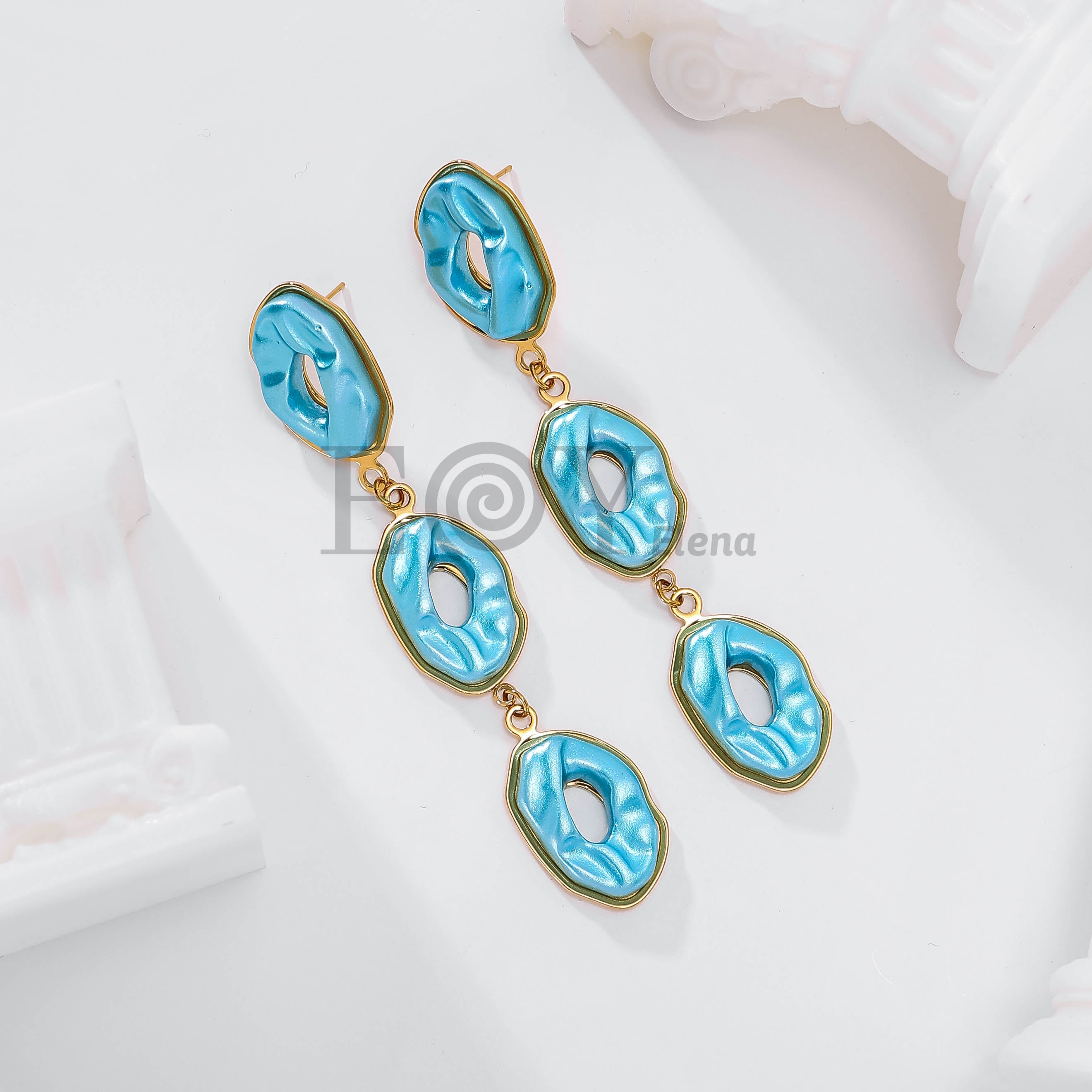 Pendientes largos triples color