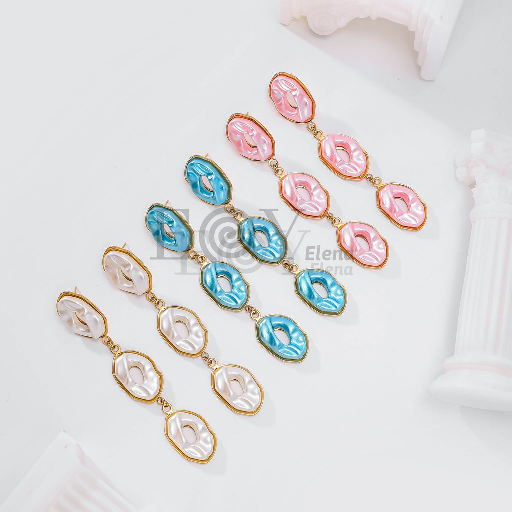 Pendientes largos triples color