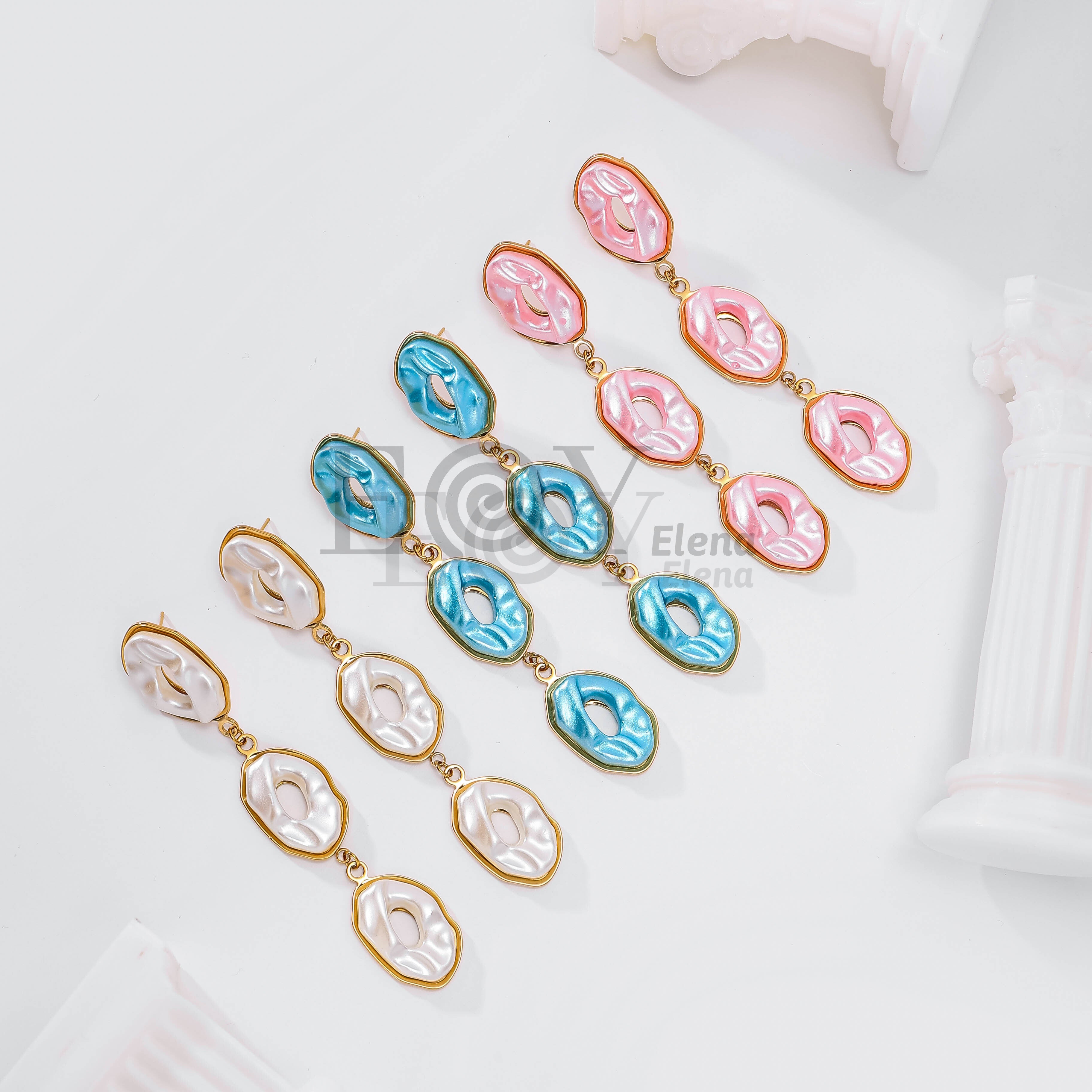 Pendientes largos triples color