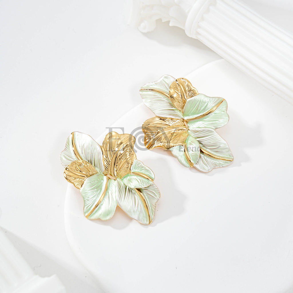 Pendientes Flor Botánica Relieve