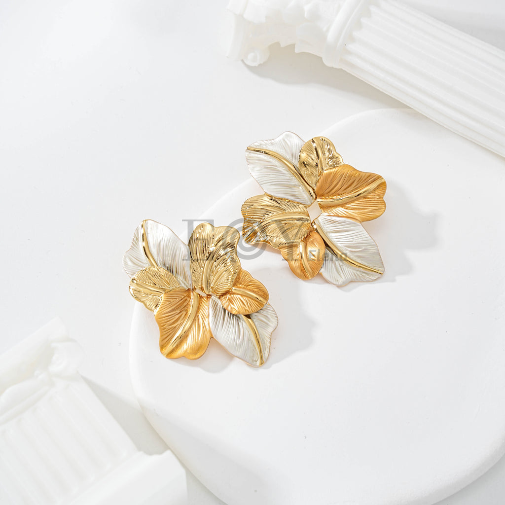 Pendientes Flor Botánica Relieve