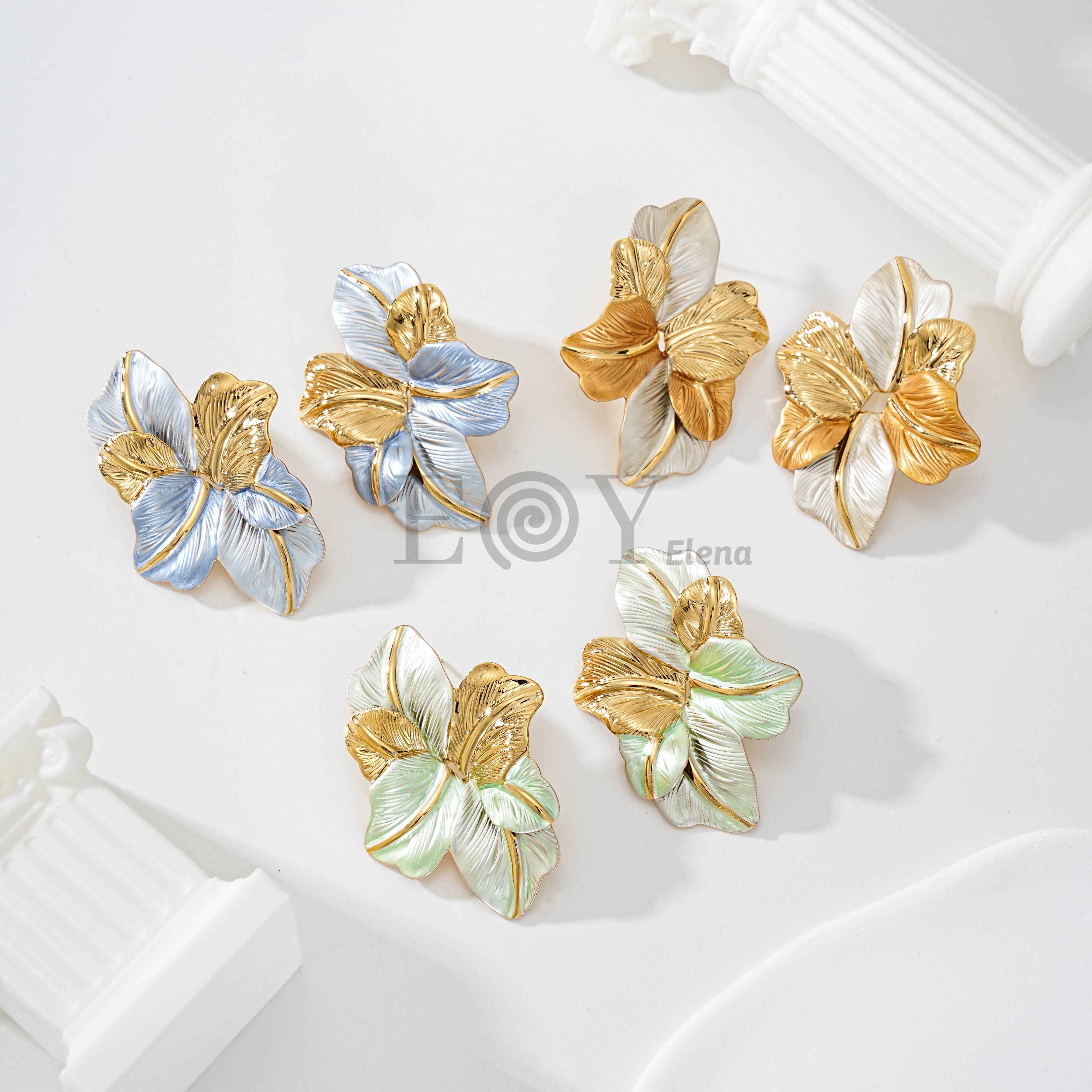Pendientes Flor Botánica Relieve